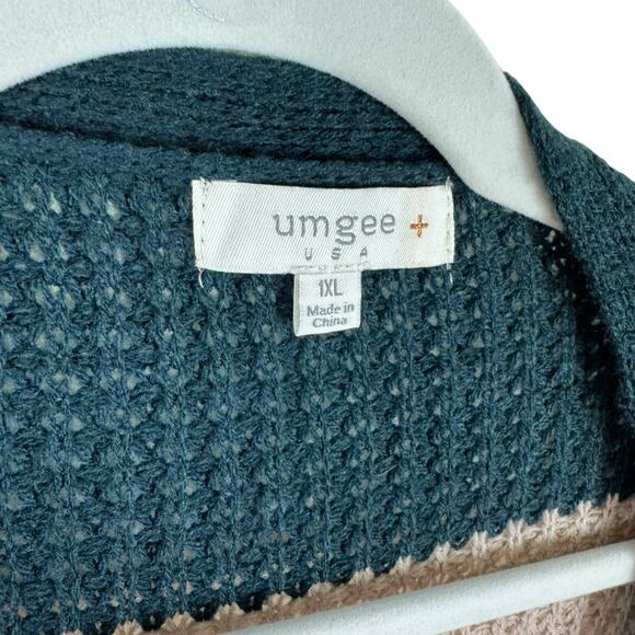Umgee USA Colorful Striped Long Sleeve Lightweight Loose Knit Open Cardigan XL - Picture 6 of 7